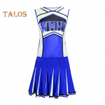 2 tk/komplekt Cheerleader Performance Outfit Varrukateta top seelikukomplekt High School Glee Club T&uuml;drukute Cheerleader kost&uuml;&uuml;m Varsity Cheerleader uhke kleit S sinine
