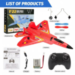 Uus F22 Raptor RC &otilde;hus&otilde;iduki 2,4G RC lendav purilennuk LED-valgusega EPP vahtmaterjalist Fikseeritud tiivaga lennuki elektriline m&auml;nguasi, lastele kulumiskindel 1 Battery punane