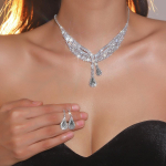 Luksuslik Super Flash teemant kaelakee k&otilde;rvar&otilde;ngaste komplekt naiste temperamendiga tsirkoonist veetilga kaelakee pruudi ehete komplekt