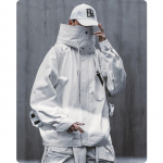 Emo Mehed Jaapani Harajuku Alt dressipluus Oversize kapuuts, pikk kuub Hip Hop gooti riided T&auml;navar&otilde;ivad Techwear mantel Topid riided L valge