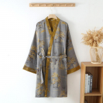 Hiina stiilis naiste hommikumantel Puuvillane Pikkade varrukatega S&uuml;gisene Daamide Kimono taskutega Paelaga kinnis Oversize hommikumantel Naistele M roheline