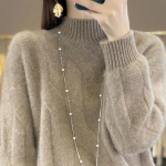 Naiste pulloverid s&uuml;gis/talv Kvaliteetne pehme poolk&otilde;rge kaelusega kampsun paksu ka&scaron;miirist kampsuniga S helepruun v&auml;rv