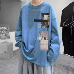 2024 Meeste Pikkade Varrukatega T-s&auml;rk S&uuml;gisene Aluss&auml;rk Pikkade Varrukatega Puuvillane S&uuml;gisene Hongkongi Stiilis Tr&uuml;kiga Vaba Trendikas &Uuml;lemine 8XL