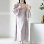 Seksikas naiste pikk kimono hommikumantel, roosa lapiline pitsiline pulmade &ouml;&ouml;s&auml;rk ja hommikumantli komplekt suvine magamisriided vabaaja satiinist kodukandmine XL