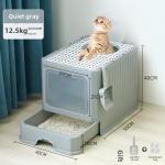 Eriti suur kokkupandav suletud kassiliivakast deodorisaatori ja pritsmekindla disainiga Includes Deodorizing Pack + Cat Litter Scoop
