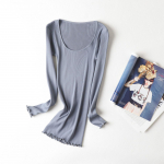 Yuyue Naiste mooruspuusiidist puuvillane pikkade varrukatega termiline kootud s&auml;rk One Size sinine/hall