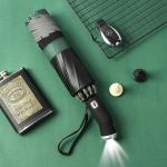 T&auml;isautomaatne p&auml;ikesekaitse vihmavari kokkupandav veekindel vihmavari LED taskulambiga UV p&auml;ikesevari vihmakindel tuulekindlus