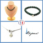 Pierres et Min&eacute;raux. Parure bijoux Bracelet Collier 15 Perles Malachite du Congo qualit&eacute; 7A Taille personnalisable.