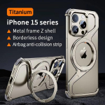 Luksuslik metallist magnetiline pealekl&otilde;psatav telefoni&uuml;mbris iPhone'ile 16 15 14 13 Pro Max Z Shape Magsafe juhtmevaba laadimisaluse hoidiku telefoni kate For iPhone 15