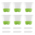 Yousheng 6 tk l&auml;bipaistvad puukoolipotid seemikud kultiveerimispotid silikoonp&otilde;hjaga korduvkasutatavad seemned. Algus-lillepott koos siltidega aia r&otilde;dule roheline