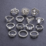 14 tk/komplekti Boho stack Flower Moon Sun Knuckle Ring Midi s&otilde;rmer&otilde;ngad h&otilde;be