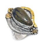 Tibetan Turquoise 925 Sterling Silver Two Tone Gift Ring Size 7.5 y1z30