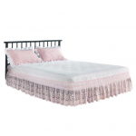 Pitsiline voodiseelik, 15-tolline elastne tolmune volangiga voodiseelik, mis on &uuml;mber voodi kolme k&uuml;ljega, masinas pestav voodiseelik kahe &uuml;heinimesevoodi/t&auml;ieliku/kuninganna/kuningliku voodi jaoks S valge