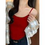 Stiilne Elegants Mood Naiste Vabaaja Vest H587 V&auml;ike Camisole &Otilde;huke Slim Top Naine Rindpadjadega Sees Aluss&auml;rk Suvine Seksikas T-s&auml;rk S(40-47.5)kg punane