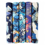 Jaapani stiilis lilleline puuvillakanga komplekt: 5 v&auml;rvi patchwork k&auml;sit&ouml;&ouml;projektide jaoks