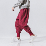 Puuvillane linane haaremip&uuml;ksid meeste massiivne elastne v&ouml;&ouml;koht t&auml;navar&otilde;ivad, jooksjad, uued kottis p&uuml;ksid, vabaaja p&uuml;ksid, meeste p&uuml;ksid XXXL must