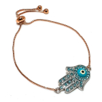 Natural Blue Evil Eye, Topaz Gemstone 925 Sterling Silver Bracelet 7-8 a1a48
