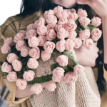 Lilleline tekk heegeldamiskomplekt Rooside buketi tekk DIY komplekt Heegeldatud bukett visketekk K&auml;sit&ouml;&ouml;komplekt emadep&auml;eva kingituseks Kodu diivani diivani dekoor N