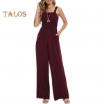 Suvised varrukateta kombinesoonid naistele k&otilde;rge v&ouml;&ouml;kohaga laia s&auml;&auml;rega p&uuml;ksid taskutega ruudukujulise kaelusega &uuml;hes t&uuml;kis vaba l&otilde;ikega tunked XL must