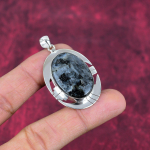Larvikite ripats, 925 Sterling h&otilde;bedast ripats v&auml;&auml;riskivide ehted, k&auml;sitsi valmistatud ripats, imelised ehted, kingitus talle 1.96 Inches