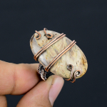 Fossil Coral Handmade Copper Wire Wrap Jewelry Ring Size 7.5 i5o21