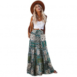 Naiste Maxi Seelik K&otilde;rge V&ouml;&ouml;kohaga Suure &Auml;&auml;rega Boho Prindiga Volangide &Otilde;mblusega Pikk Seelik Suvine Vabaaja Seelik Igap&auml;evaseks Kandmiseks S roheline