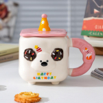 Wind High-Value Ceramic Cup With Lid Gift Box Cute Office Couple Water Cup Creative Souvenir 301-400ml