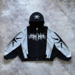 RogueWave Ameerika Harajuku Mood Tikitud T&auml;hega &Uuml;lem&otilde;&otilde;tmeline Huppar Y2K Hip Hop Gooti Vabaaja Joker Huppar S