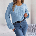 Naiste s&uuml;gistalvine vaba aja praetud taigna keerdumine Splice Lantern Sleeve pullover kampsun L