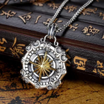 Xinghai kompassi ripats Thor sama stiiliga trendikas meeste hip-hop retro mitmek&uuml;lgne laevaankur t&auml;hekujuline ripats 50CM(Necklace Size)