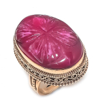 Kashmir Ruby(Simulated) Gemstone Handmade Copper Jewelry Ring Size 9 z3s95