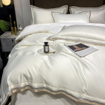 Luksuslik Tikand Kuninglik Suurus 600Tc Egiptuse Puuvill Pehme Sile Tekikott Lehtede Komplekt Pinguldatud Leht Padjap&uuml;&uuml;rid Hotelli Voodipesu Komplekt Flat Bed Sheet&King 220x240cm 4pcs valge