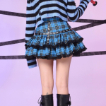 Lolita kook miniseelikud gooti Jaapani Harajuku t&uuml;drukud lilla roosa ruuduline plisseeritud seelik punk magus pitsiline kawaii cosplay kost&uuml;&uuml;m XL
