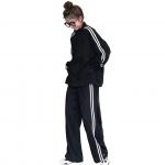 Dressipluus Korea &Uuml;laosa ja Alusosa Lahtine Pluss NTZ011 D.IIZOO Naiste Kevad/S&uuml;gis 2-osaline Komplekt, Stiil, Komplekt, Pusad, Kapuutsiga dressipluus, Aktiivne riietus, Vabaaja, must