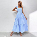 Naiste s&uuml;gistalvine varrukateta mullav&auml;rvi ruudukujuline kaelus, vabaaja A-joonega pahkluu pikkusega k&otilde;rge v&ouml;&ouml;kohaga kleit XL