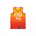 Nike NBA City Edition Swingman s&auml;rk, 2019-20 hooaeg, Utah Jazz, Donovan Mitchell nr. 45, Niiskust eemaldav korvpallivest Meeste Topid Oranž AJ4648-728 S
