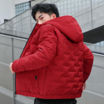 Meeste jakk S&uuml;gis- ja Talvine Uued meeste puuvillase polsterdatud riided Korea versioon Trendikas l&uuml;hike puuvillase polsterdatud jope, paksendatud imitatsioon siidist puuvillast 5XL