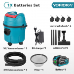 YOFIDRA 35kPa Elektriline M&auml;rg- ja Kuivtolmuimeja 10L Mahuti Ratta ja Makita Akupistikuga Kodused T&ouml;&ouml;stuslikud Puhastust&ouml;&ouml;riistad 1xBattety-EU Plug