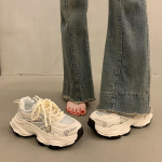 Praetud t&auml;navaplatvorm isa kingad naiste k&otilde;rguse suurendus mitmek&uuml;lgsed vabaajajalatsid uued kevad-s&uuml;gis hingavad h&otilde;bedased tossud 40