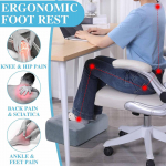 Foot Rest under Desk,3 Adjustable Height Desk Step Stool Nonslip Washable Removable Cover