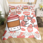 Armas lehmamustriga tekikott Queen Kawaii Highlandi lehma voodipesukomplekt Tekikott Lakan Leht Tr&uuml;kitud Padjap&uuml;&uuml;r Voodi T&auml;issuurus Queen Suurus King Suurus 70x133cm 2pcs