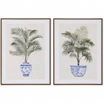 Tableau - HOME ESPRIT - Palmiers Colonial - Multicolore - 60 x 80 cm - 2 unit&eacute;s puhas