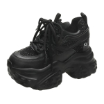 Moodsad 11CM Naiste Vabaaja Platvormtossud K&otilde;rged Kontsad 2024 Uued S&uuml;gisesed Spordinahast Kingad Bling-tossud Paksude Taldadega Tossud Zapatos Mujer 38 black