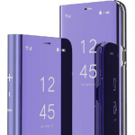 Kaitse&uuml;mbris Samsung Galaxy S25 Ultra jaoks, Meigipeegliga PU Nahast L&auml;bipaistev Klapp-&uuml;mbris Toega L&auml;bipaistva Vaatega Naistele&Otilde;huke P&otilde;rutuskindel Kaitse&uuml;mbris lilla