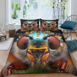 Armsad Putukad Tekikatted Lastele Poistele T&uuml;drukutele 3D Tr&uuml;kiga Putukad Tekikatted Komplektid Tekikate Padjap&uuml;&uuml;ridega 3 T&uuml;kki Kuninganna EU Single(135x200cm)