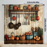 Retro talumaja k&ouml;&ouml;k  mustrilised kardinad toiduvalmistamismustritega  akna kaunistused  kodu kaunistused  ruumi kaunistused 100*130 Rod Pocket 1pcs black