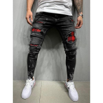 Meeste mood Rebenenud Teksad P&uuml;ksid Ruuduline Kontrast K&otilde;rge Elastne Stretch Denim Teksad Vabaaja p&uuml;ksid P&uuml;ksid XXXL hall