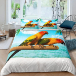 Papar&uuml;&uuml;ga tekikott ja padjap&uuml;&uuml;rid Must-valge triibuline voodipesukomplekt Roheliste taimede ja peopesalehtedega tekikate Lind Loom Pol&uuml;ester tekikate EU Single(135*200cm)3pcs