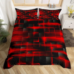 Punased ja mustad voodipesukomplektid teismelistele lastele kuninganna suuruses kerged tekikatted magamistoa dekoratsioon abstraktne ombr&eacute; tekikatted ilma tekita AU Single(140*210cm)3pcs black