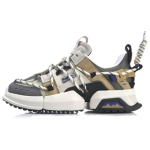 Li Ning Pan Gu Trek New York Fashion Apparel Week Non slip Lightweight Low top Chunky Sneakers Women's Khaki Brown 2019 AGLP088-4 35.5 gray